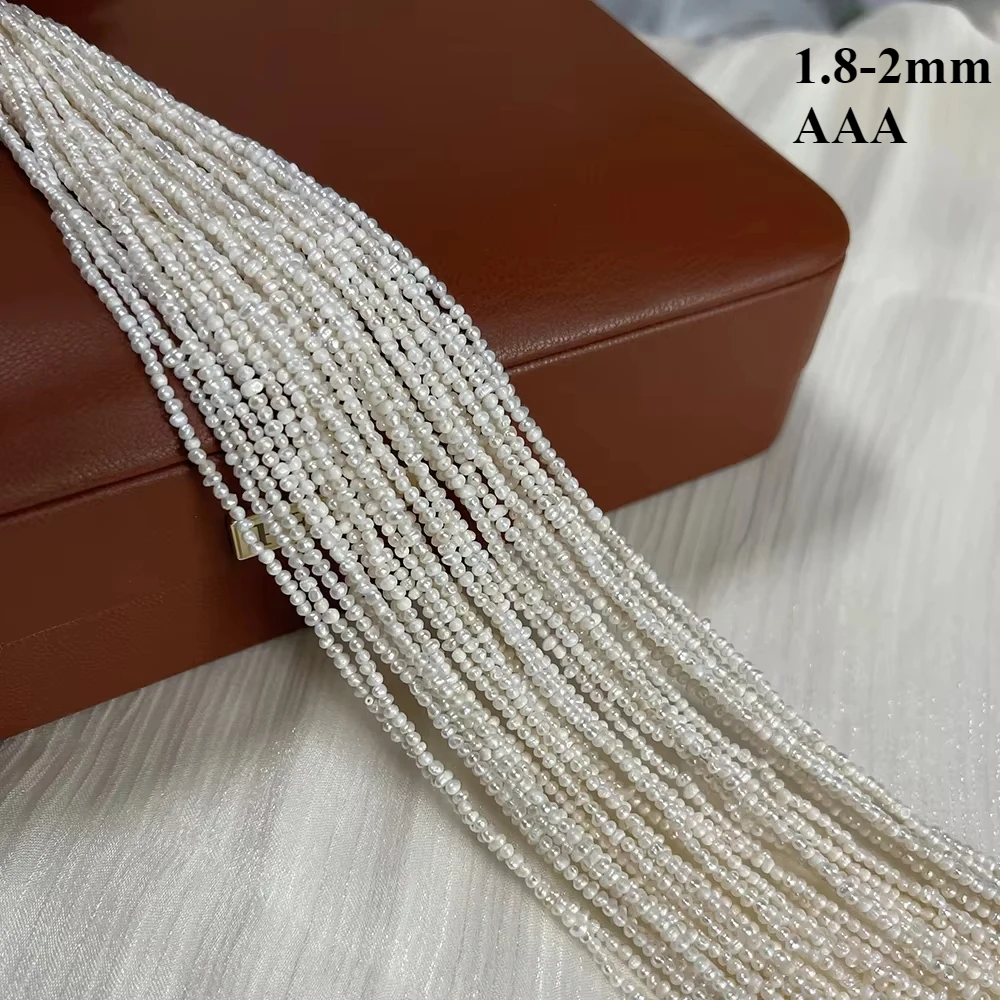 1,8–2 mm AAA-natürliche Süßwasserperle mit Gewinde, unregelmäßig geformte Abstandsperlen für Schmuckherstellung, DIY-Halskette, Armband, Zubehör
