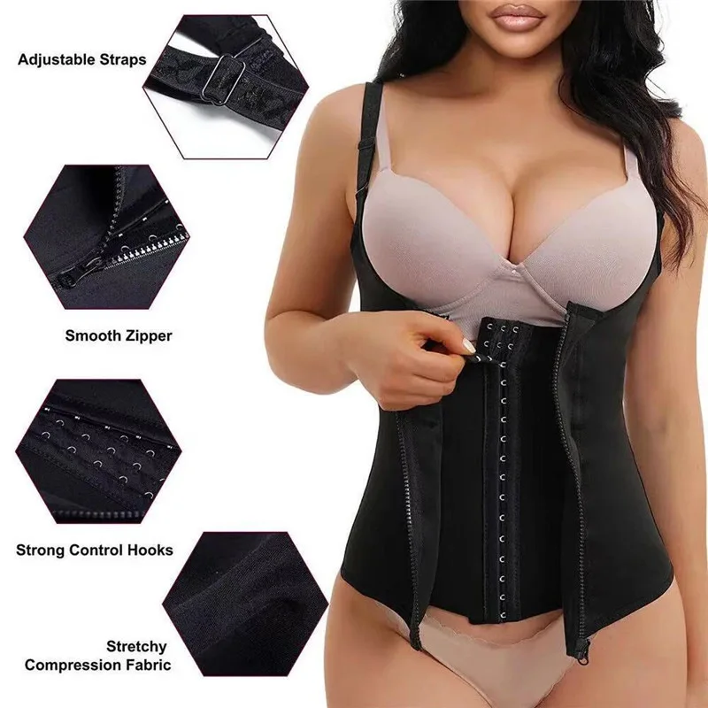 Comfortable Women Waist Trainer Adjustable Three Row Buckle Body Corset Sauna Vest Chloroprene Rubber Waist Cinching Shapewear