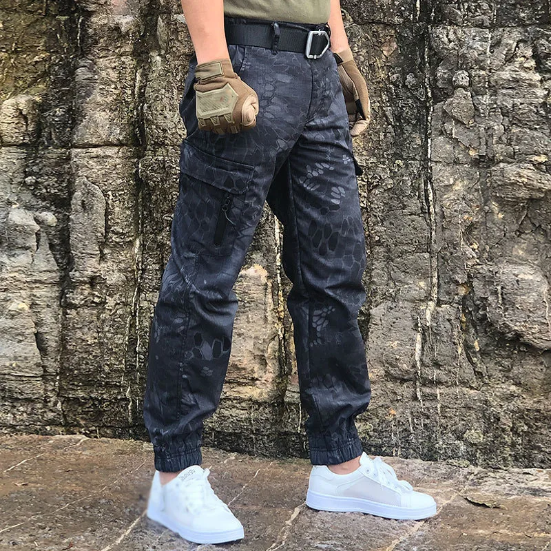 

Spring And Autumn Slim Fit Leggings Overalls Men's Tactical Trousers Outdoor Mountaineering Camouflage Training Pants