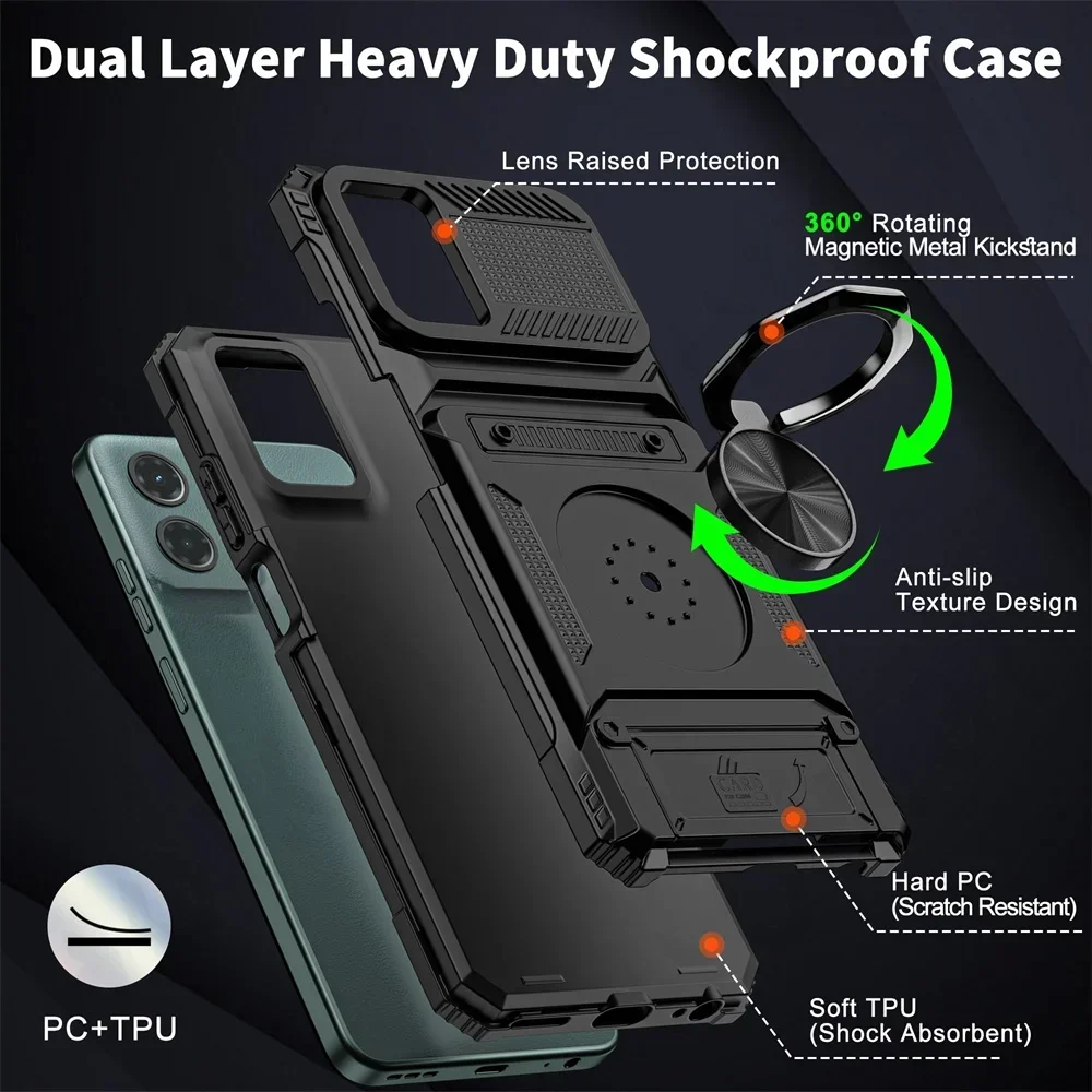 Rotating Ring Kickstand Protective Wallet Cover with Enhanced Durability