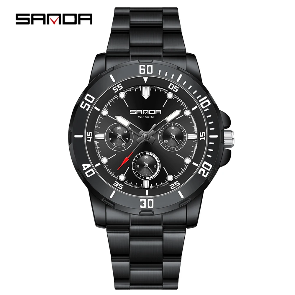 SANDA 2025 New Men's Electronic Watch Large Dial Multifunctional