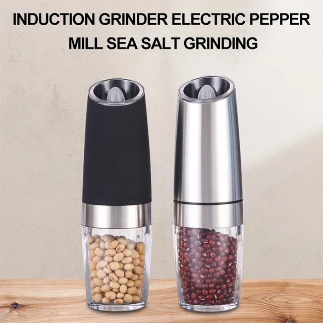 Automatic Salt and Pepper Grinder with LED Light Set Gravity Adjustable  plastic Electric Pepper Shaker Spice Mill Kitchen Tools - AliExpress