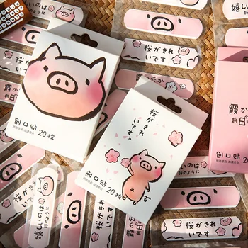 귀여운 만화 무늬 곡선 패치, 상처 스트립, 드레싱 접착제 석고 밴드, 어린이용 밴드 보조, 반창고, 20 개