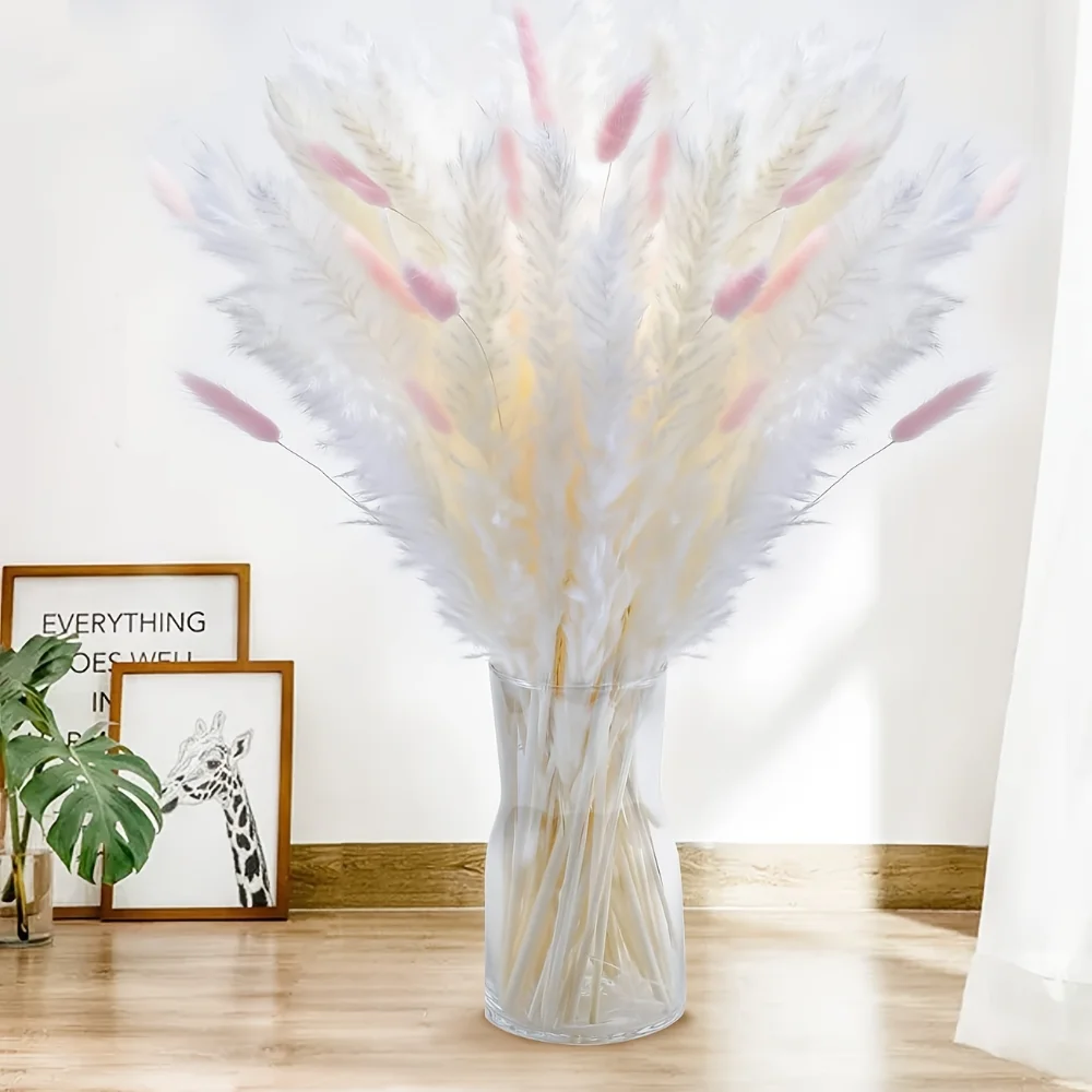 

Natural Pampas Bunny Rabbit Tail Grass Dried Flower Mixed Bouquet Colorful Nordic Home for Photo Props Decoration Wedding Decor