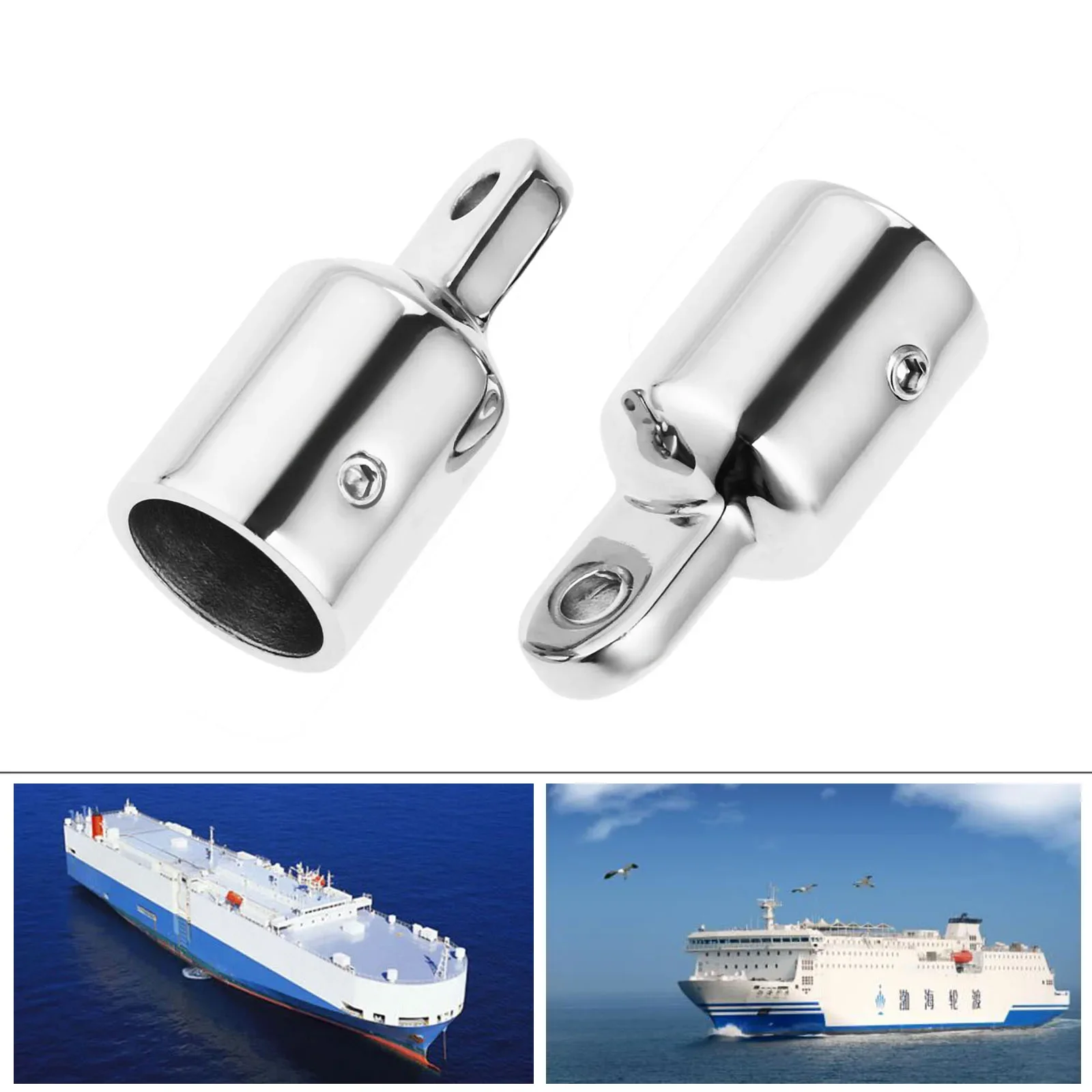 gohantee 2pcs Stainless Steel Boats Accessories Marine fit 7/8 22mm Pipe Eye End Cap Top Fitting Hardware for Marine Boat Yacht