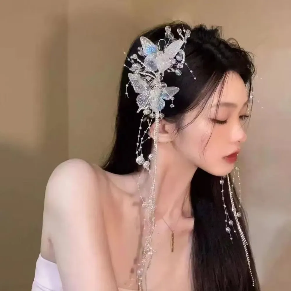 Fermaglio per capelli a farfalla con nappe accessorio sposa_voghion.com