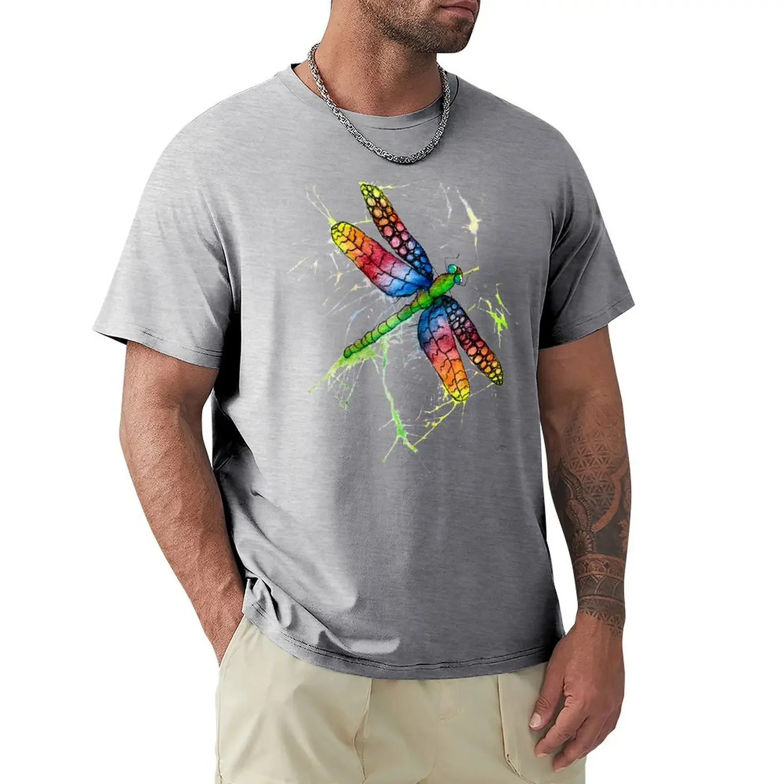 

Dragonfly Splat T-shirt anime tees slim fit t shirts for men
