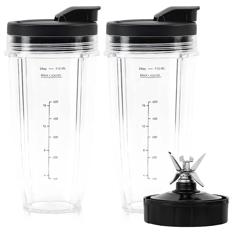 Replacement Blender Cups for Ninja BN801-24 Oz Bullet Cups with 7 Fins Blades Parts Fit Nutri Ninja BL480 BL482 BL642 HOT