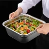 Stainless Steel Vegetable Fruit Drain Storage Tray Thicken Square Serving Salad Mixing Bowl Home Kitchen Filter Plates Container 5