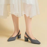 Grandes sandales à talons hauts pour femmes, chaussures à rayures à la mode, douces et respirantes, tricotées, rondes et épaisses, nouvelle collection 2025 (talon haut 5cm) 5