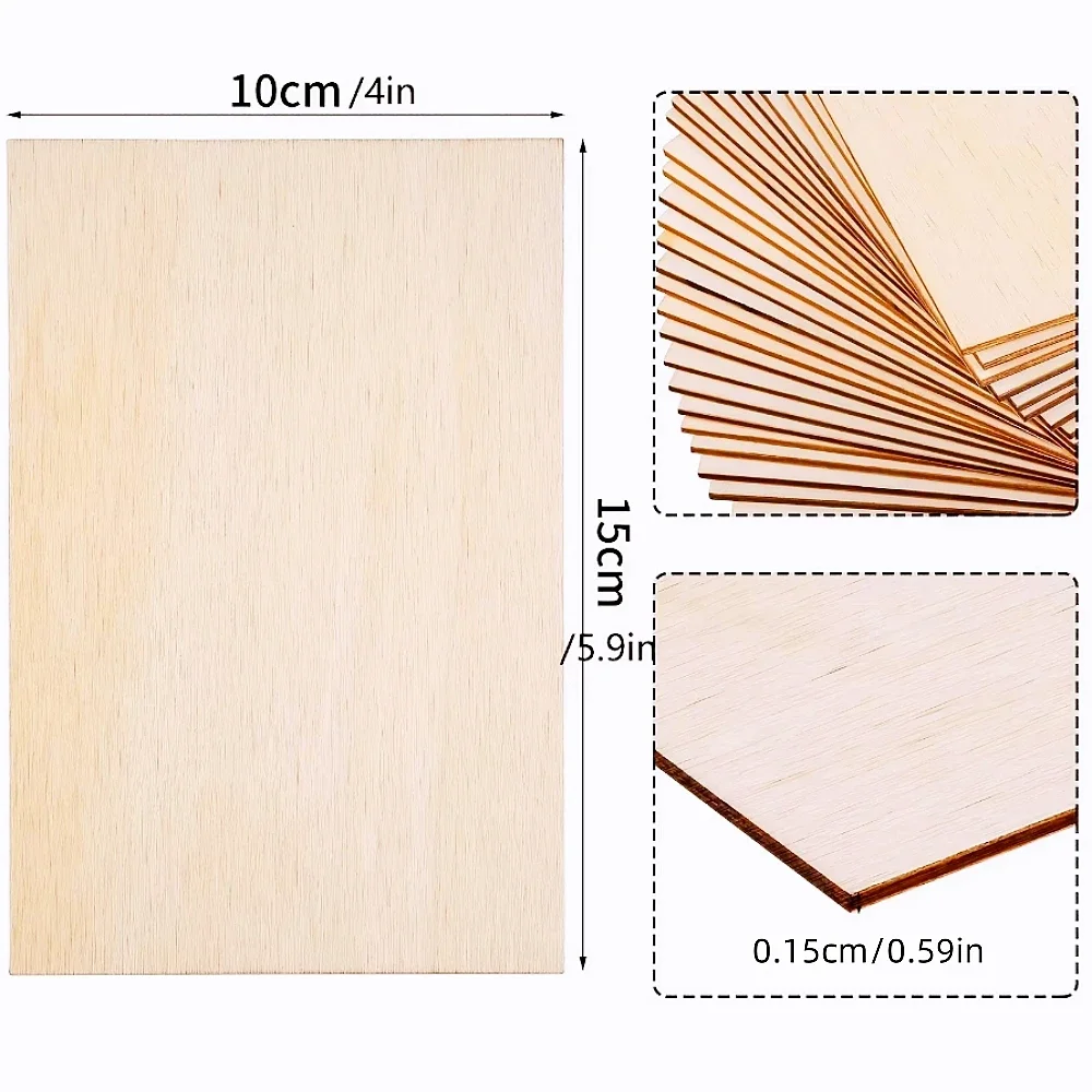 Rectangle Unfinished Wood Sheets 4Pcs/8pcs/15Pcs 6X4in/15X10cm Crafts House Aircraft Ship Boat Arts DIY Wooden wood craft sheets