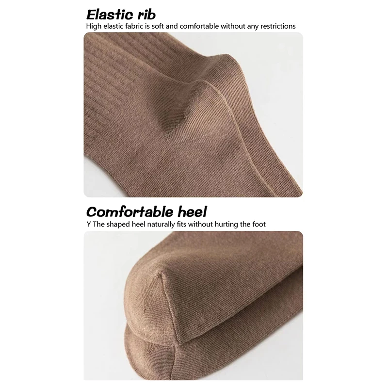 Outdoor Sports Socks Pile Up Socks Solid Color Women Fashion Khaki Brown White Kawaii Cotton For Girls Korea women hiking socks