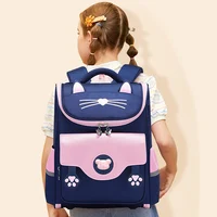 SUN EIGHT 3D Cat Girl School Bags Orthopedic Back New Children Satchels Waterproof Backpack For Women 1