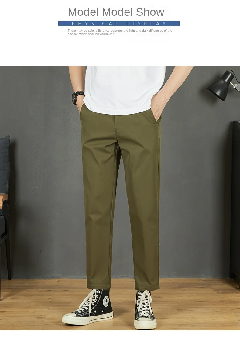 2024 Summer New Suit Pants Men's Straight Leg Casual Small Feet Korean Edition Trendy Street Versatile Business cropped pants
