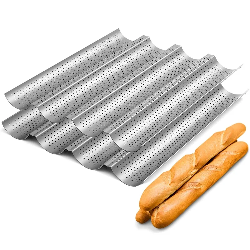 Nonstick Perforated French Bread Baking Pan Carbon Steel Baguette Pan Wave Loaves Loaf Bake Mold Kitchen Tray Tools baking pan baking pan tray bread mold bread baking pan