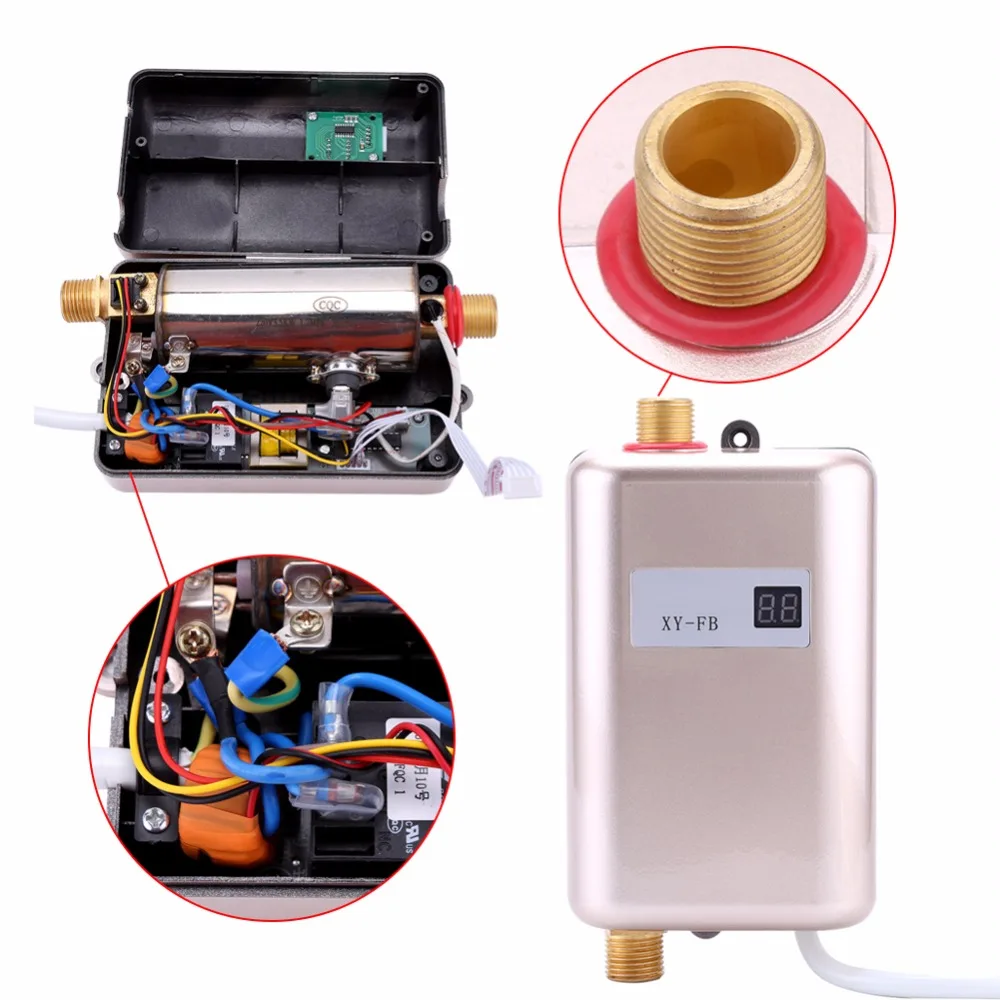 3400W elektrisk tankløs varmtvannsbereder gjennomstrømningsvarmtvannsbereder elektrisk varmtvannsbereder dusjvask baderomstilbehør_voghion.com