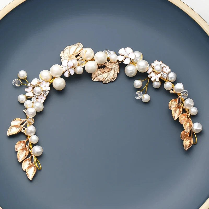 Fashion Women Pearl Crystal Tiara Boho Bridal Hairbands Jewelry Accessories For Wedding Photo Party Gift Hair Ornaments