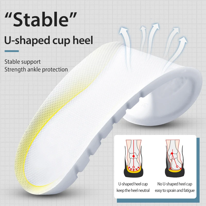 New Super Thick Memory Foam Insoles U Type Foot Health Sole Pad For Shoes Insert Arch Support Pad For Plantar Unisex