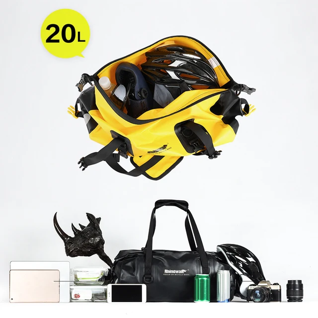 20L Waterproof Duffel Bag - Bike Rear Rack Pannier, Roll-Top Closure, For Cycling, Kayaking, Travel