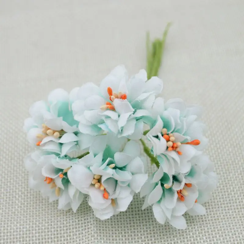 Artificial Plants 6pcs Fake Plants Silk Gradient Stamen Handmade Artificial Flowers Bouquet