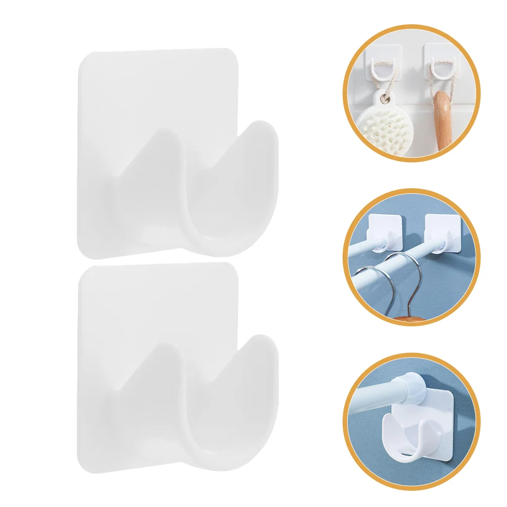 Shower Curtain Rod Holders 2 Pcs Without Drilling Heavy Duty Wall Mount Curtain Rod Stands Bathroom Hardware Home Improvement