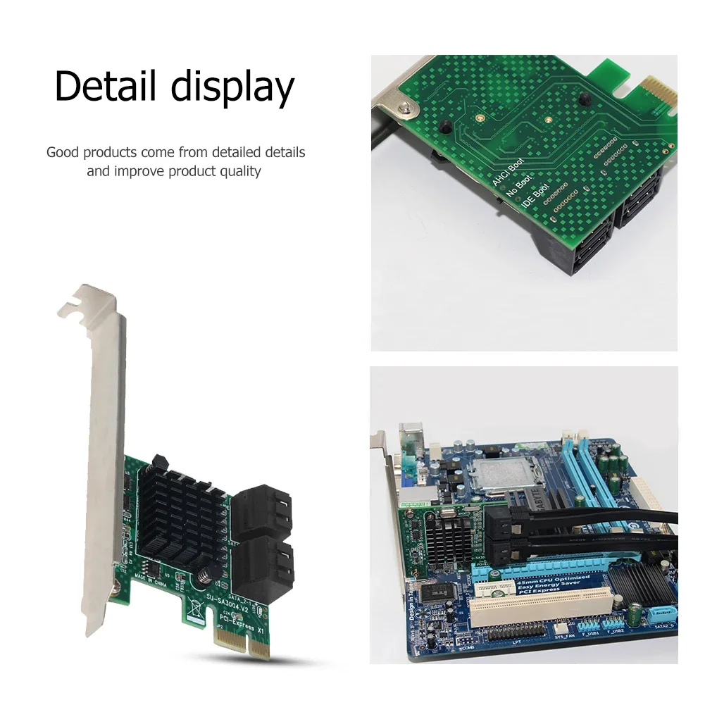 6Gbps PCIE to 4 Ports SATA 3.0 III Expansion Adapter PCI-e PCI Express x1 Controller Board Expansion Card Support X1/X4/X8/X16