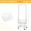 Yaheetech Wire Commercial Rolling Laundry Cart Laundry Basket with Garment Rack Laundry Butler with Basket Laundry Hampe 4