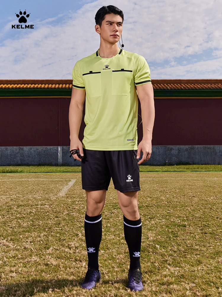 Kelme Football Referee Suit New Breathable Short-sleeved Personalized Referee Jersey Outdoor Sports Suit