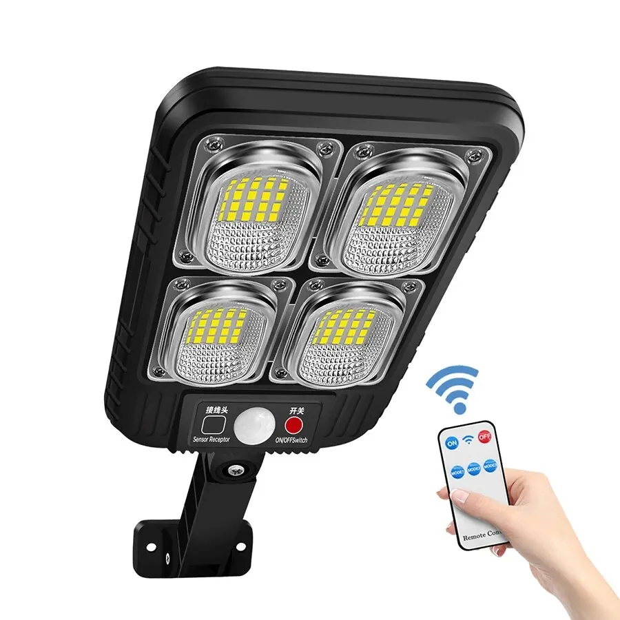 태양광 야외 모션 센서 조명, 원격 태양광 벽 조명, 정원 마당용, IP65 방수, 100, 200led