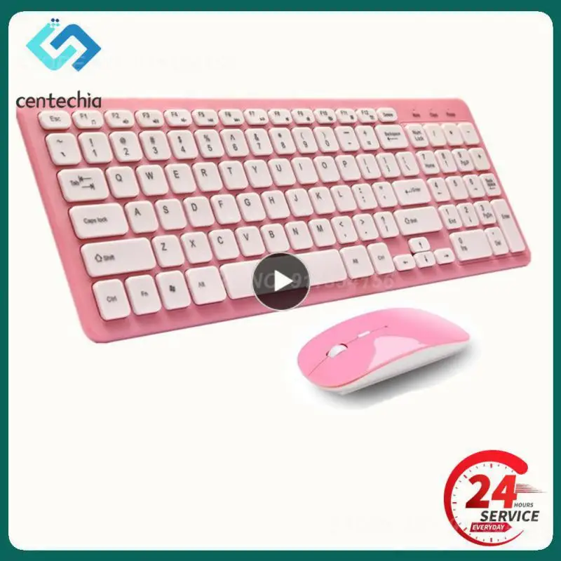 Tastiera E Mouse Wireless Silenziosi Ryra Mini Tastiera Ricevitore Universale 2.4G Con Mouse Tastiera Keycap Cioccolato Per Pc Laptop