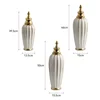 Ceramic Checkmate Jar Flower Vase Geometric Gold Edge Ginger Jar Storage Tank China Pot Porcelain Home Decoration Accessories 5
