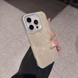 Vintage Cowboy Fabric Case - Luxury Jeans Bumper Armor Phone Cover - iPhone 15 Plus (Khaki)