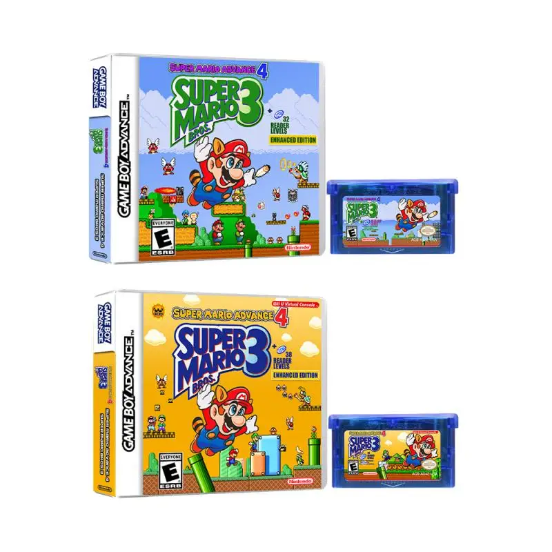 

GBA Game Card Mario 4 Reset Art Box English Version Picture Enhancement Unlock E-Reader Levels Children Gift Toys