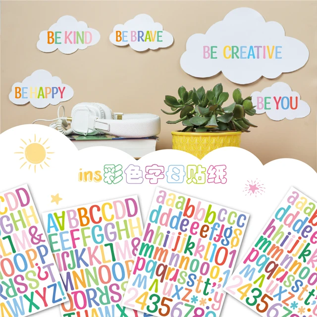 10sheets 2-Inch Ins Style Color Letter Sticker Large Classroom