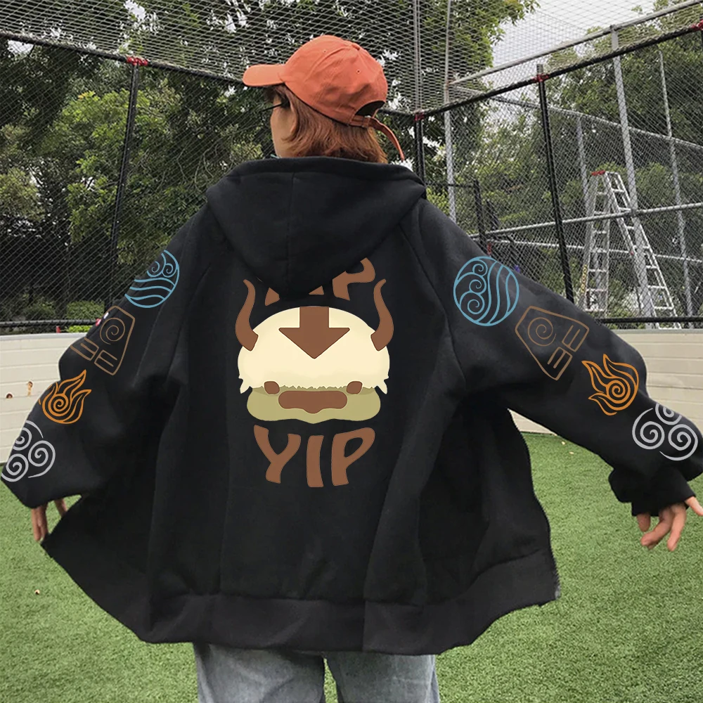 

Women Cute Appa Yip Avatar The Last Airbender Zipper Hoodies Harajuku Oversized Pullover Hip Hop Version Men Zipper Jacket C