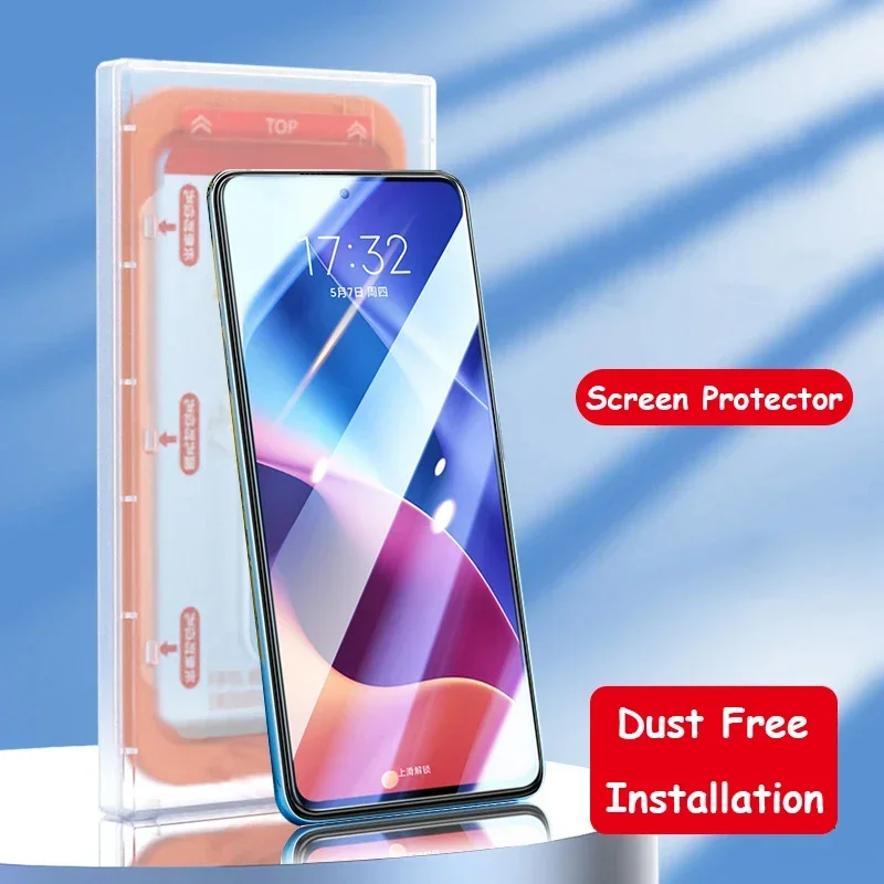 

Clear Tempered Glass Film For Xiaomi Mi 14 13 11i 11 Lite Poco F3 Screen Protector Glass Dust Free Installation With Install Kit