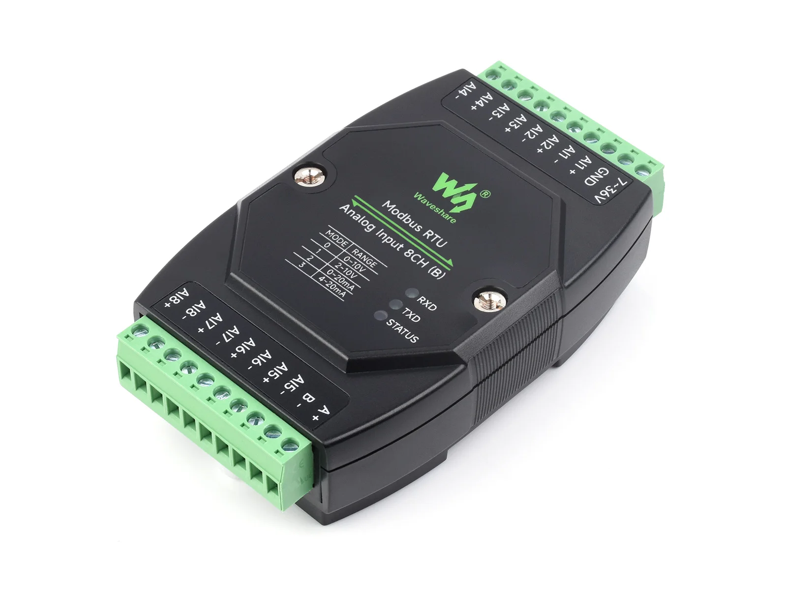 

Аналоговый вход Modbus RTU 8CH (B), промышленный 8-канальный аналоговый модуль сбора, источник питания постоянного тока 7 ~ 36 В широкого напряжения, протокол Modbus RTU