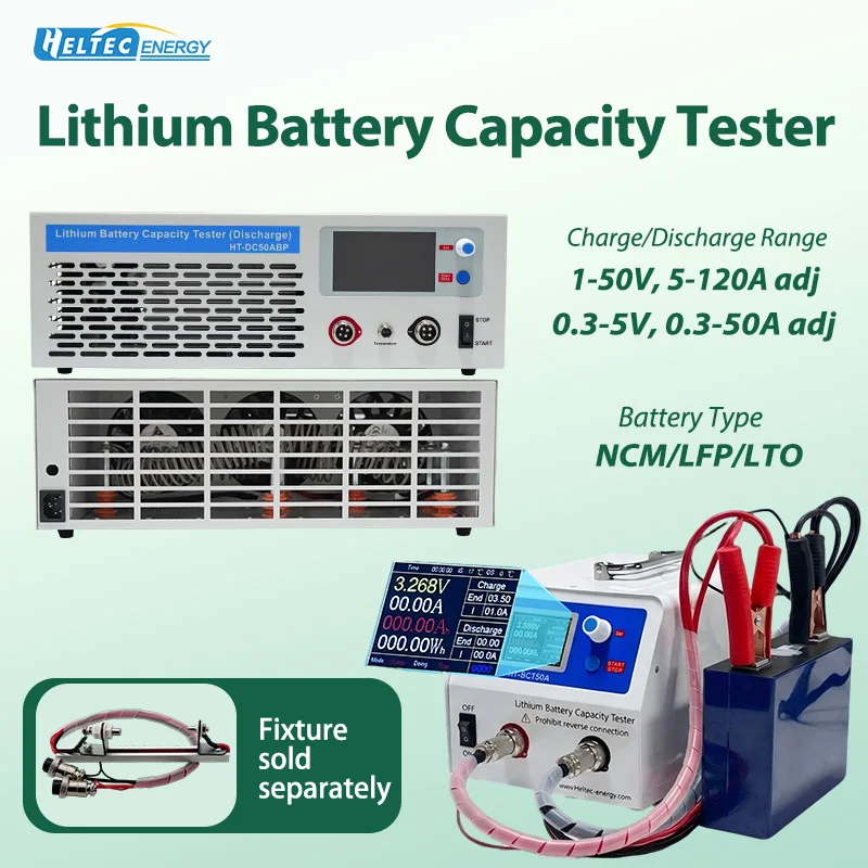 Heltec 10A 50A 5V 30V 120V Battery Charge Discharge Controller Capacity Tester Load Tester for NCM/LiFePO4/Li-ion Battery