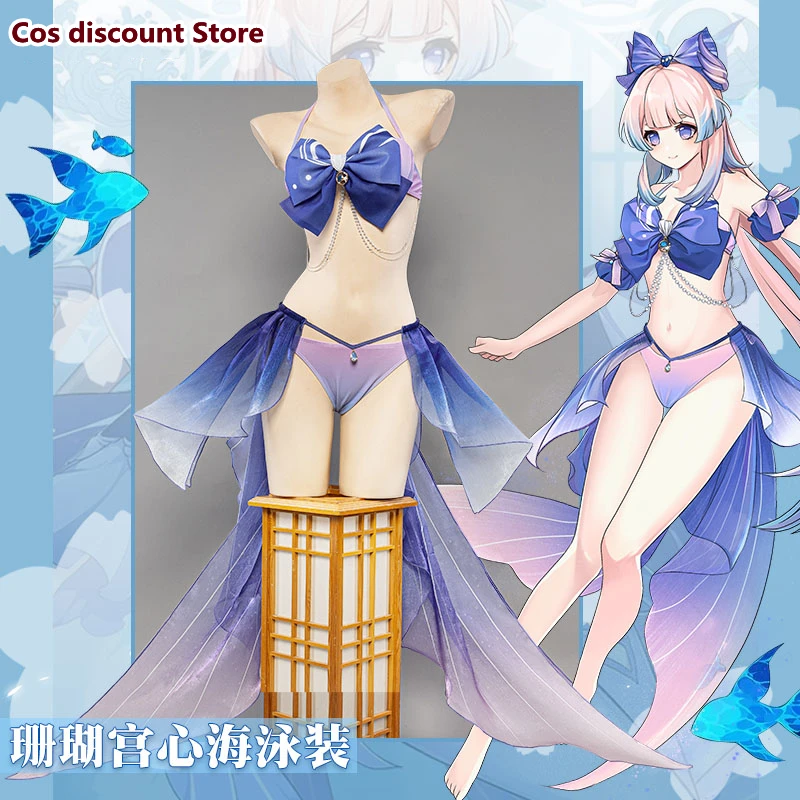 

Genshin Impact Sangonomiya Kokomi Swimsuit Cosplay Costume Split Bikini Swimwear Role Play Clothing Sizes S-XL New