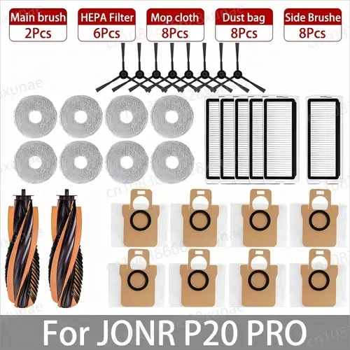 For JONR P20 PRO / T5 Pro Robot Vacuum Cleaner Accessories Main Side Brush Hepa Filter Mop Cloth Dust Bag Replacement - Image 15