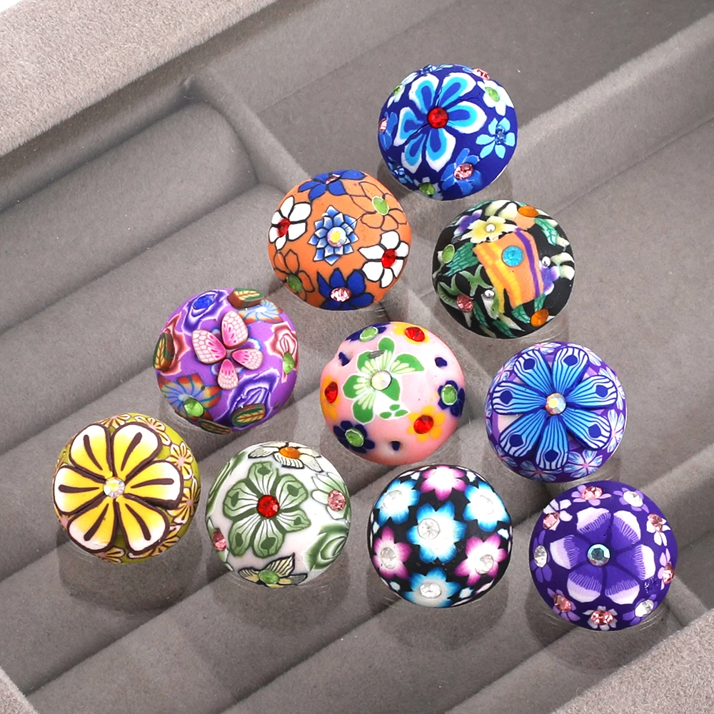 2023 New 10pcs/lot Snap Button Jewelry Mixed Style Ginger Resin Flower 18mm Snap Buttons Fit Snap Bracelet Bangles Jewelry