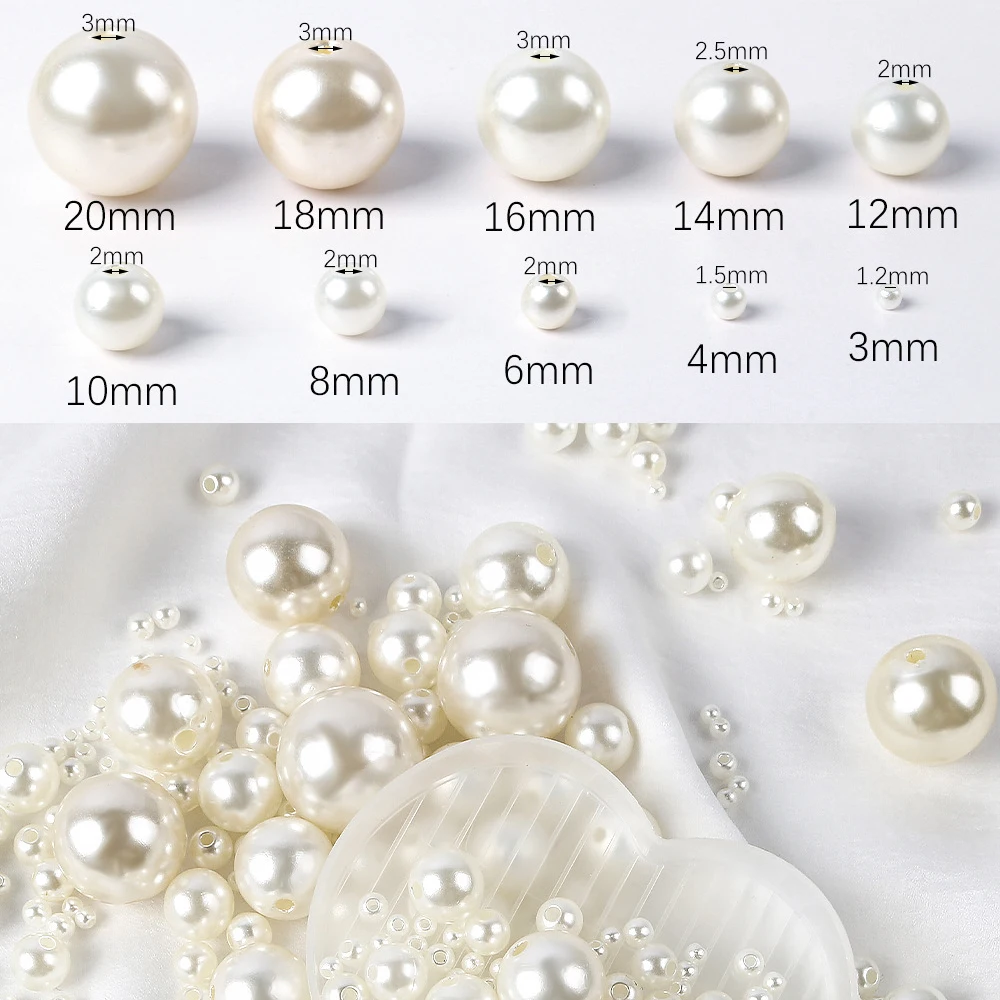 500pcs 3 4 6 8 10 mm Imitation Pearl Beads With Hole Beading Accessories Acrylic Necklace Bracelet Spacer Beads Jewelry Making