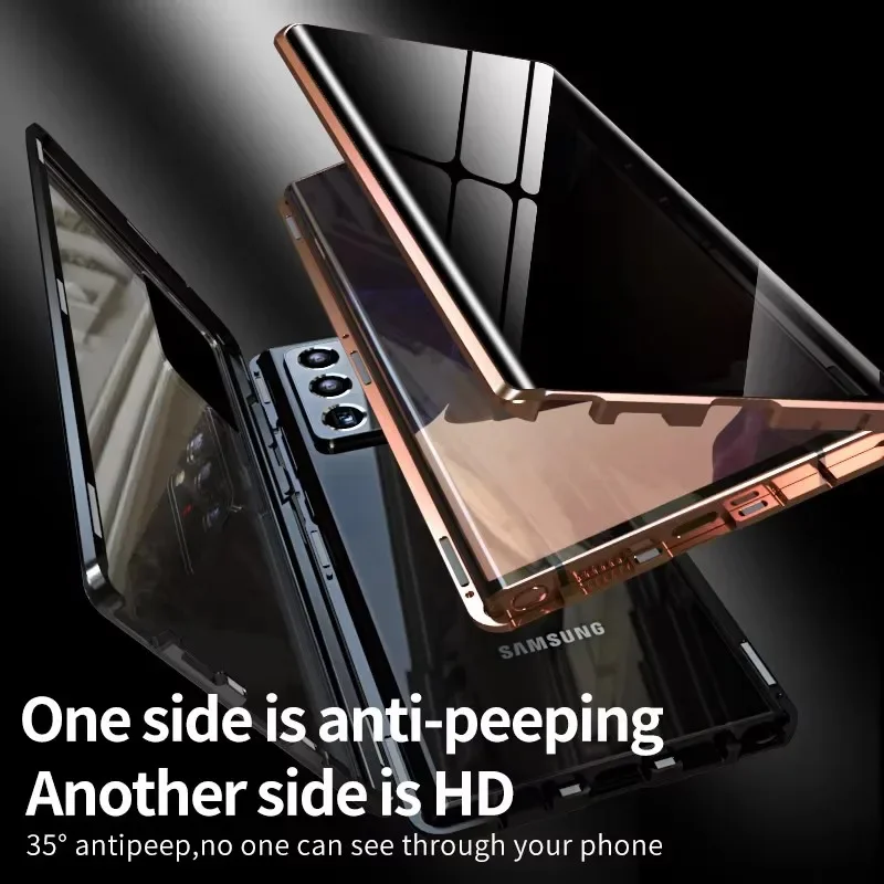 Double-Sided Tempered Glass Magnetic Privacy Phone Case