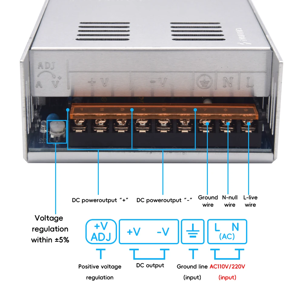 Power Supply Adapter 400W 500W 600W Switching Light Transformer AC 110V 220V To DC 5V 12V 24V 36V 48V