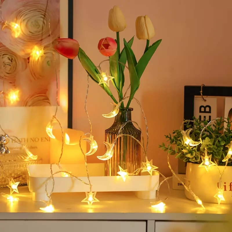 รูปสินค้า ไฟประดับงาน ลายดาวพระจันทร์ 10-40 LED แบตเตอรี่