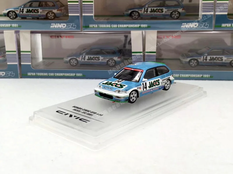 Коллекция моделей автомобилей из сплава INNO 1:64 Honda CIVIC EF9 G R.A 14 JACCS JTC 1991
