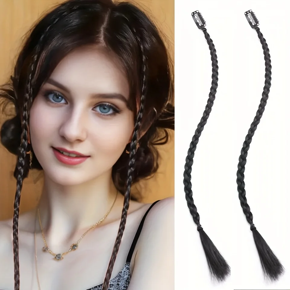 LUPU Synthetic Box Braid Ponytail Extensions With BB Clip Y2K Lightweight Hair Piece For Party Christmas New Year For Women Girl