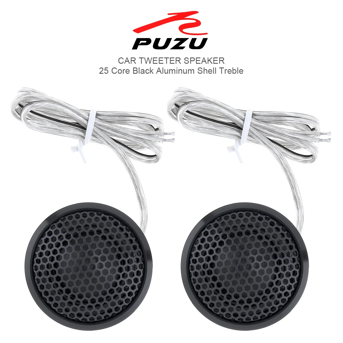 

PZ-B25 2Pcs Black 120W Aluminium Shell Transparent Silk Stretch Film Hifi Speakers Auto Radio Stereo Speaker for Car