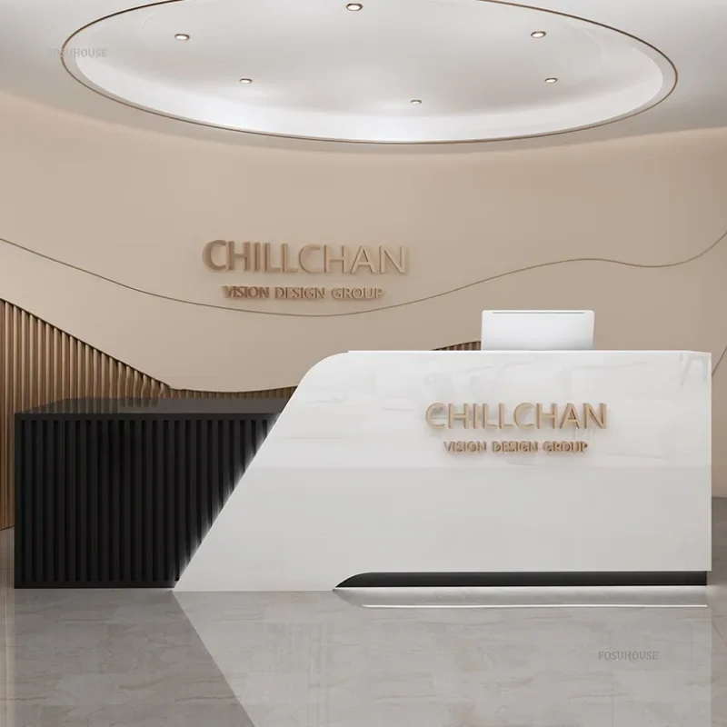Luxury Reception Desk Bar Beauty Salon Cashier Clothing Store Counter Small Supermarket Front Desks Simple Counter Tables R