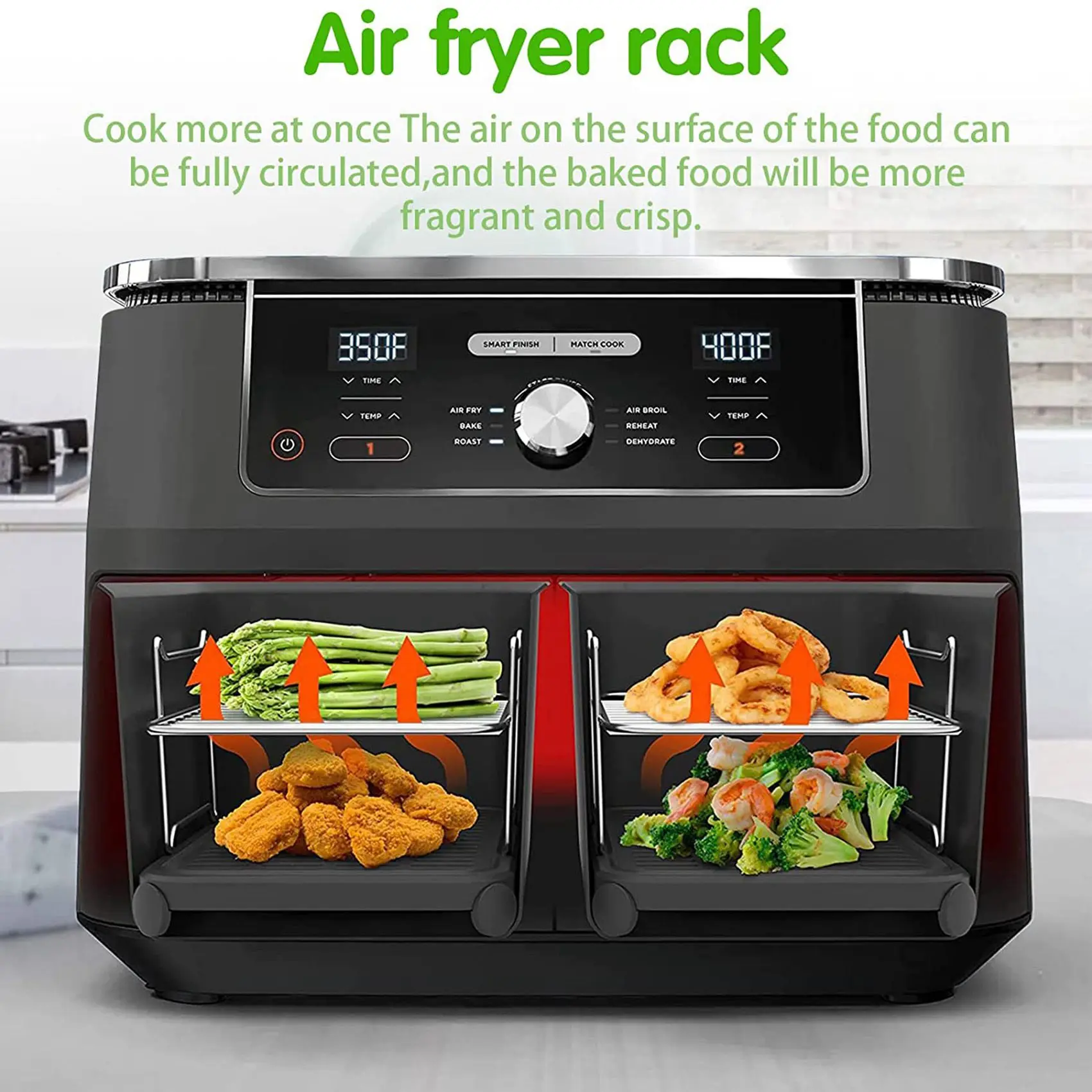 Air Fryer Rack For Double Basket Air Fryers Ninja Foodi DZ201 DZ401